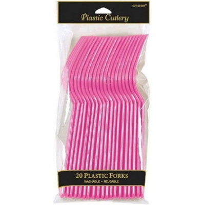 Amscan Plastic Disposable Forks (Pack Of 20) Bright Pink (One Size) Price Comparisons | Compare The Build