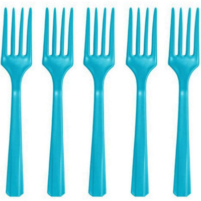 Amscan Plastic Disposable Forks (Pack Of 20) Caribbean Blue (One Size) Price Comparisons | Compare The Build