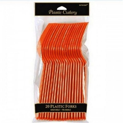 Amscan Plastic Disposable Forks (Pack Of 20) Orange (One Size) Price Comparisons | Compare The Build