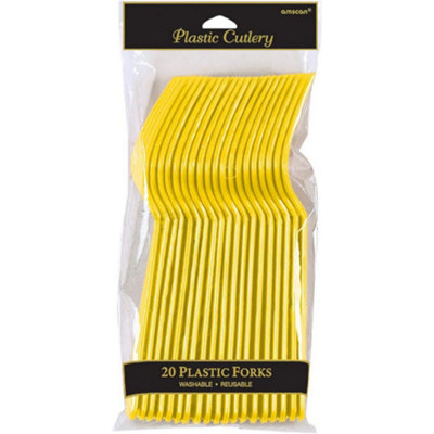 Amscan Plastic Disposable Forks (Pack of 20) Sun Yellow (One Size) Price Comparisons | Compare The Build