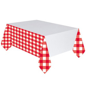 Amscan Plastic Gingham Party Table Cover Red/White (One Size)