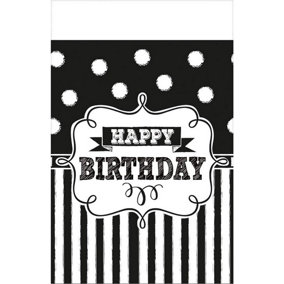 Amscan Plastic Happy Birthday Party Table Cover Black/White (One Size)