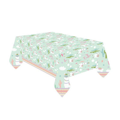 Amscan Plastic Llama Birthday Party Table Cover Multicoloured (1.8m x 1.2m)