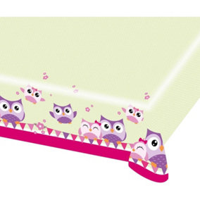 Amscan Plastic Owl Party Table Cover Cream/Pink/Purple (One Size)