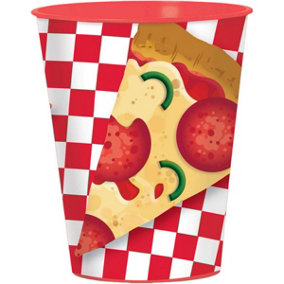 Amscan Plastic Pizza Party Cup Red/White/Brown (One Size)