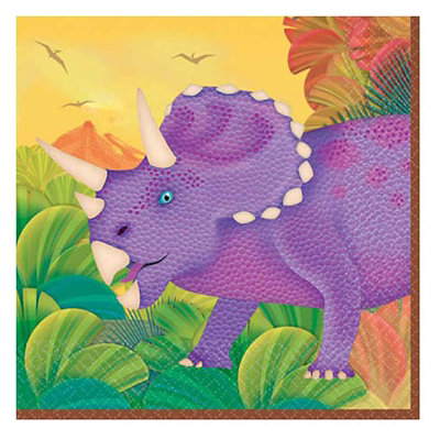 Amscan Prehistoric Dinosaurs Napkins (Pack of 16) Multicoloured (One Size)