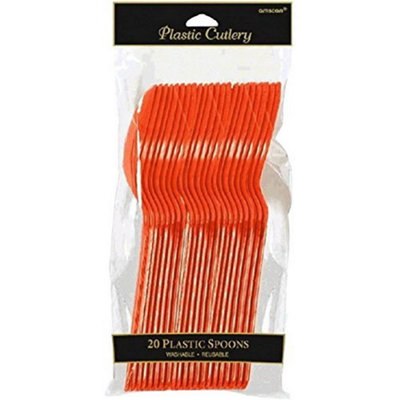 Amscan Premium Plastic Party Spoon (Pack of 20) Orange (One Size) Price Comparisons | Compare The Build