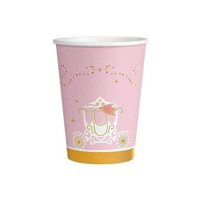 Amscan Princess For A Day Paper Party Cup (Pack of 8) Pink/White/Gold (One Size)
