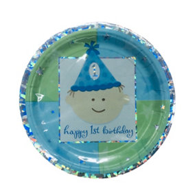 Amscan Prismatic 1st Birthday Party Plates (Pack of 8) Blue/Green (One Size)