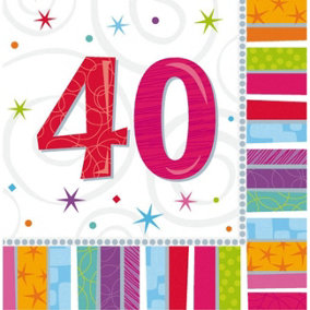Amscan Radiant 40th Birthday Disposable Napkins (Pack of 16) Multicoloured (One Size)
