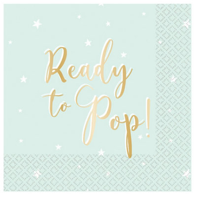 Amscan Ready To Pop Baby Shower Disposable Napkins (Pack of 16) Green/Gold (One Size)