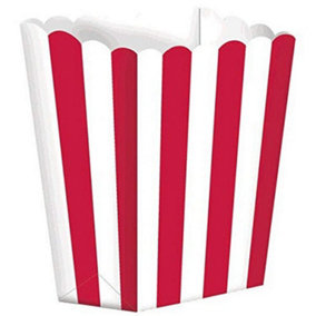 Amscan Scalloped Striped Popcorn Holder (Pack of 5) Red/White (One Size)