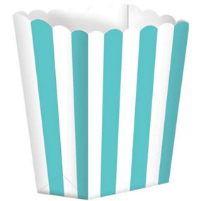 Amscan Scalloped Striped Popcorn Holder (Pack of 5) Robins Egg Blue (One Size)