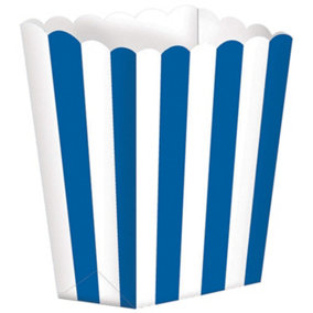 Amscan Scalloped Striped Popcorn Holder (Pack of 5) Royal Blue (One Size)