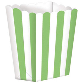 Amscan Scalloped Striped Popcorn Holder (Pack of 8) Kiwi Green/White (One Size)