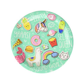 Amscan Selfie Celebration Paper Round Disposable Plates (Pack of 8) Multicoloured (One Size)