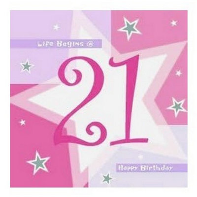 Amscan Shimmer 21st Birthday Napkins (Pack of 16) Pink/White (One Size)