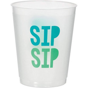 Amscan Sip Plastic Shimmer Party Cup (Pack of 8) Frosted Clear (One Size)