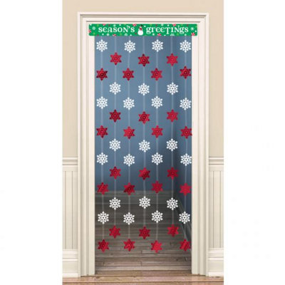 Amscan Snowflake Christmas Door Curtain Red/White (One Size)