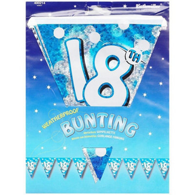 Amscan Blue Sparkle Wimpelkette – 4 M Partydeko Für Den 18. Geburtstag, Glitzerndes Banner In Blau