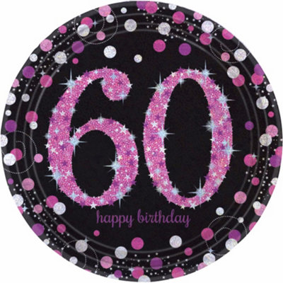 Amscan Sparkling Pink Celebration 60th Birthday Party Plates (Pack of 8 — free download