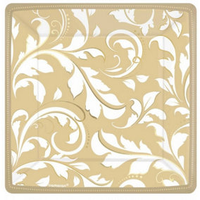 Amscan Square Party Plates (Pack of 8) Gold (One Size)