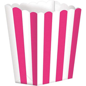 Amscan Striped Popcorn Holder (Pack of 5) Pink/White (M)