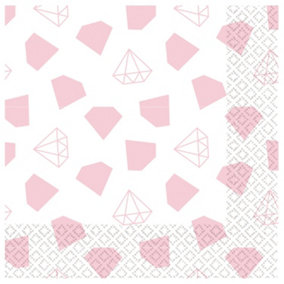 Amscan Team Bride Napkins (Pack of 16) White/Pink (One Size)