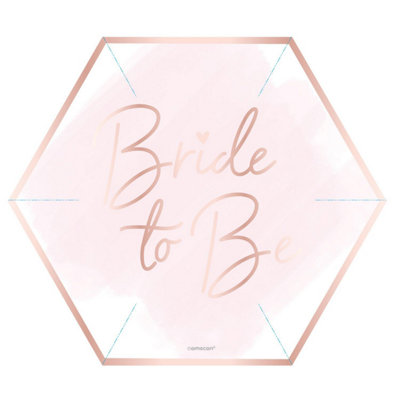 Amscan Team Bride Paper Hexagon Party Plates (Pack of 8) Pink (One Size)