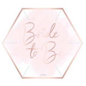 Amscan Team Bride Paper Hexagon Party Plates (Pack of 8) Pink (One Size)