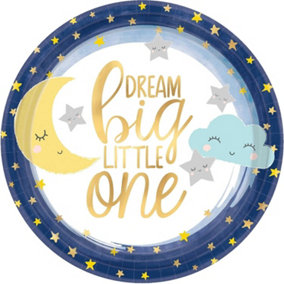 Amscan Twinkle Little Star Paper Metallic Party Plates (Pack of 8) Blue/White/Gold (One Size)