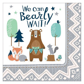 Amscan We Can Bearly Wait Baby Shower Napkins (Pack of 16) Multicoloured (One Size)