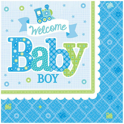 Amscan Welcome Baby Boy Napkins Blue/Green/White (One Size)