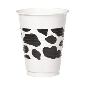 Amscan Western Plastic Cow Print Party Cup (Pack of 25) Black/White (One Size)