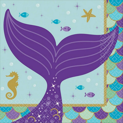Amscan Wishes Mermaid Tail Napkins (Pack of 16) Multicoloured (One Size)