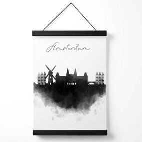 Amsterdam Watercolour Skyline City Medium Poster with Black Hanger