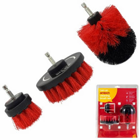 Amtech 3pc Scrubbing Brush Set Electric Power Drill Cleaning Attachment Brushes