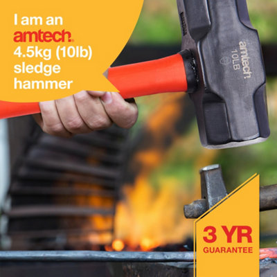 Amtech A2160 4.5kg (10lb) Sledge hammer with long fibreglass shaft