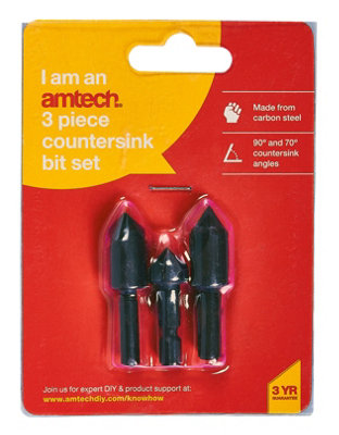 Amtech F0820 3 piece countersink bit set