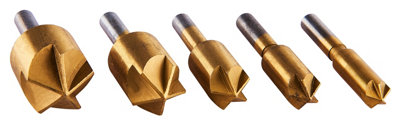 Amtech F0840 5 piece titanium-coated countersink bit set
