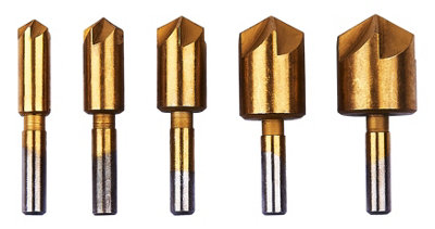 Amtech F0840 5 piece titanium-coated countersink bit set