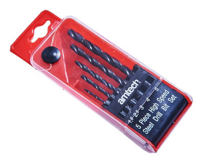 Amtech F0950 5 Piece high speed steel (HSS) drill set