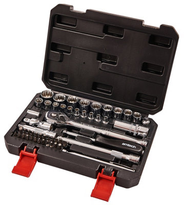 Amtech I0635 52 Piece 1/4" and 3/8" 12 point socket set