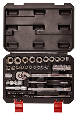 Amtech I0635 52 Piece 1/4" and 3/8" 12 point socket set