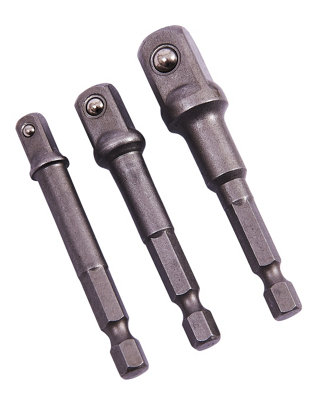 Amtech I5700 Socket Driver Set, Hex Extension Adapter, 3 Piece 1/4", 3/8" and 1/2", For Impact Driver