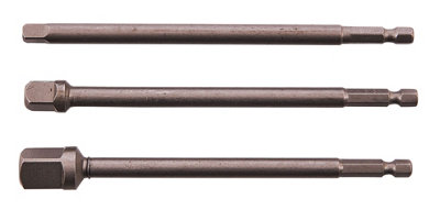 Amtech I5705 3 Piece 150mm 1/4" Hex Extension Adapter Set, Socket Driver set, 1/4", 3/8" and 1/2", For Impact Driver