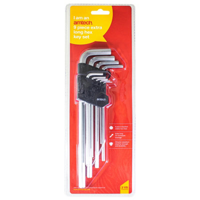 Amtech I8778 9 Piece extra-long metric hex key set