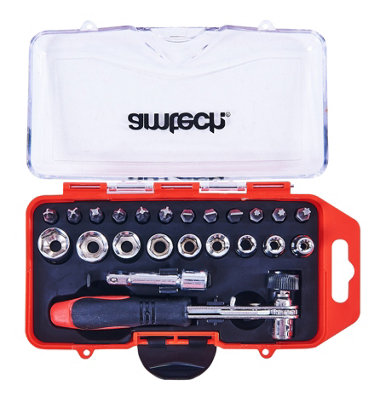 Amtech L1955 23 Piece offset ratchet handle, bit and socket set