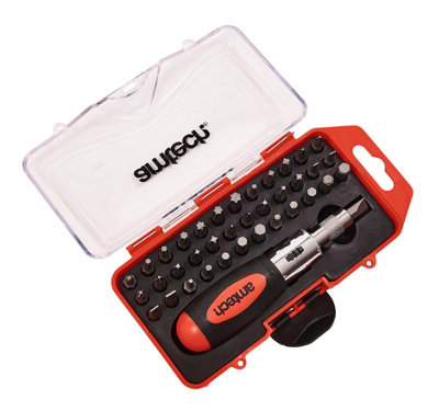Amtech L1965 38 Piece stubby ratchet screwdriver and bit set