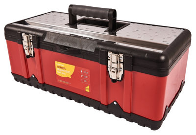 Amtech N0150 23-Inch Toolbox with Heavy-Duty Steel Lid and Metal Latch Closures - Ideal for Tool Storage